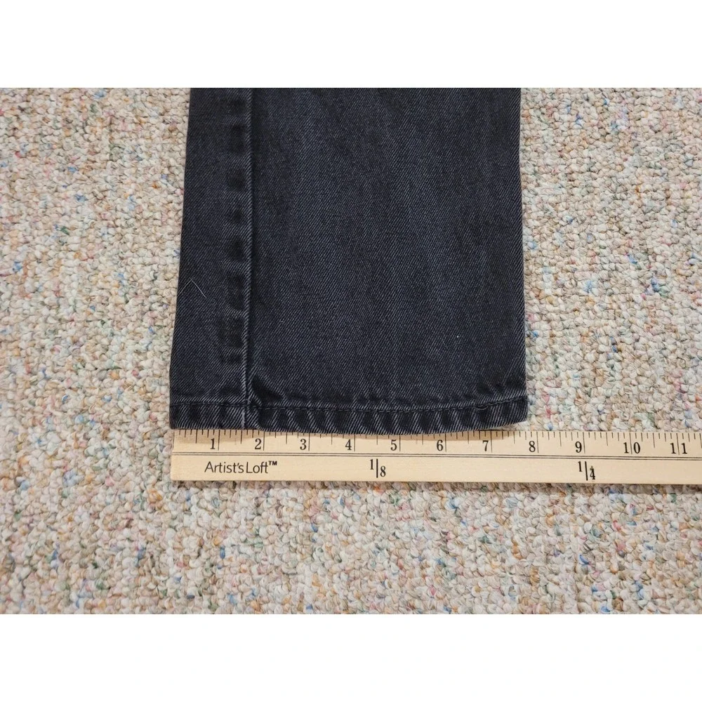 Levi's 505 Jeans Mens 36x30 Black Regular Fit Straight Leg Distressed Denim